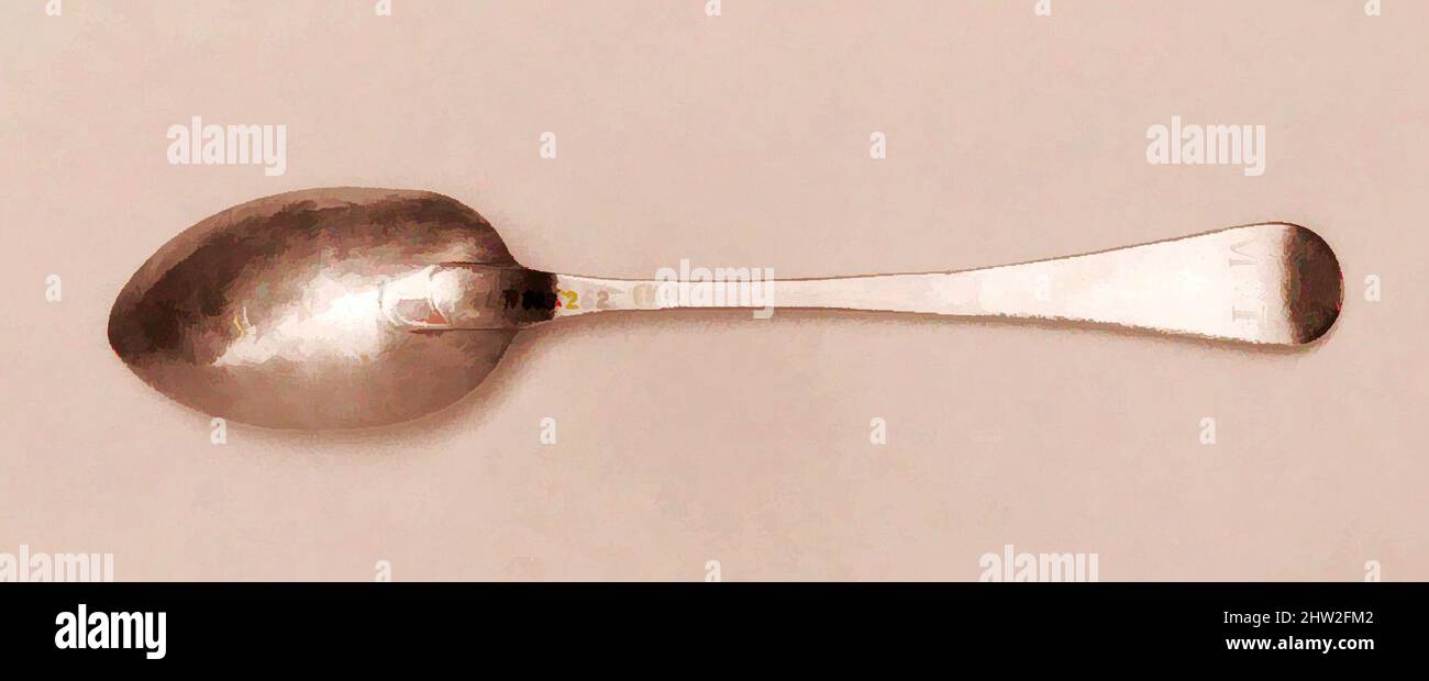 Art inspired by Spoon, 1770–1800, Made in Boston, Massachusetts, United States, American, Silver, L. 4 3/8 in. (11.1 cm), Silver, Paul Revere Jr. (American, Boston, Massachusetts 1734–1818 Boston, Massachusetts, Classic works modernized by Artotop with a splash of modernity. Shapes, color and value, eye-catching visual impact on art. Emotions through freedom of artworks in a contemporary way. A timeless message pursuing a wildly creative new direction. Artists turning to the digital medium and creating the Artotop NFT Stock Photo