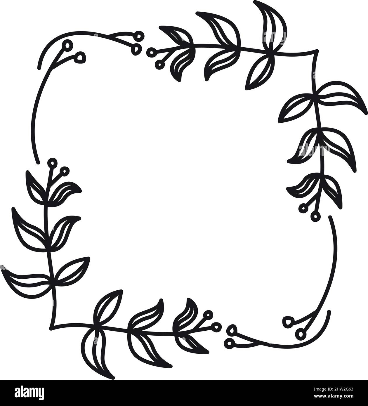 Floral square frame. Decorative vintage branch corner Stock Vector Image &  Art - Alamy