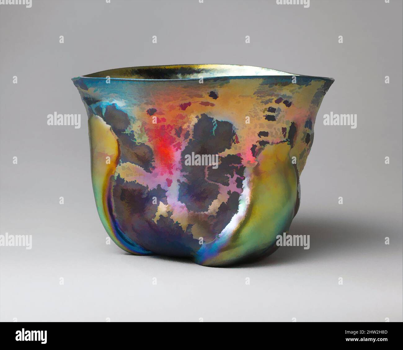 Art inspired by Bowl, ca. 1908, Made in New York, New York, United States, American, Favrile glass, H. 6 5/16 in. (16 cm), Glass, Tiffany Furnaces, Classic works modernized by Artotop with a splash of modernity. Shapes, color and value, eye-catching visual impact on art. Emotions through freedom of artworks in a contemporary way. A timeless message pursuing a wildly creative new direction. Artists turning to the digital medium and creating the Artotop NFT Stock Photo