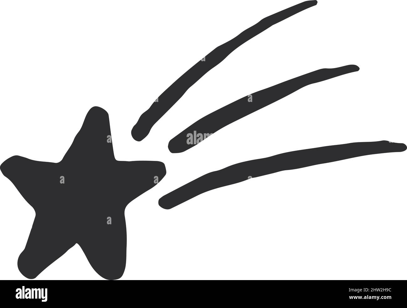 Falling star icon. Wish symbol in doodle style Stock Vector