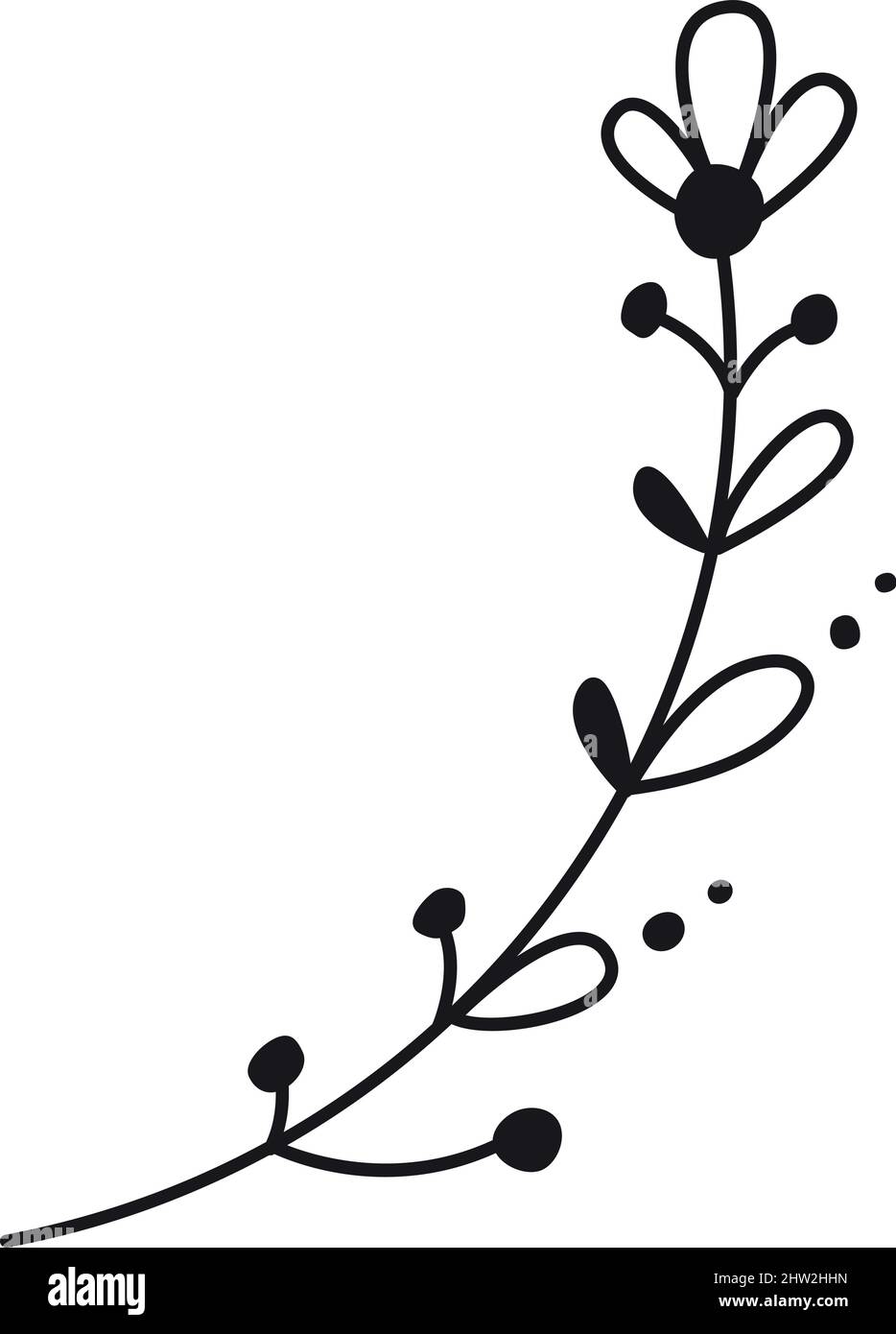 Branch doodle. Floral motif element in hand drawn style Stock Vector