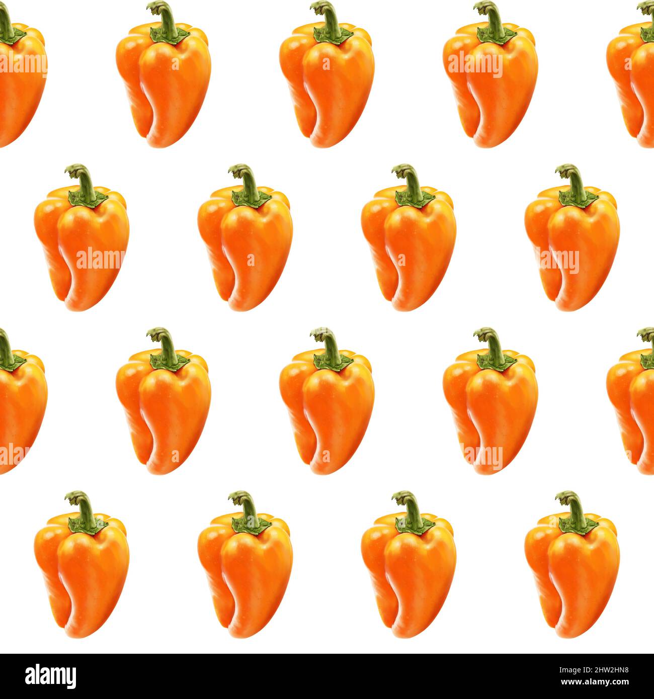 Illustration realism seamless pattern vegetable paprika orange color on