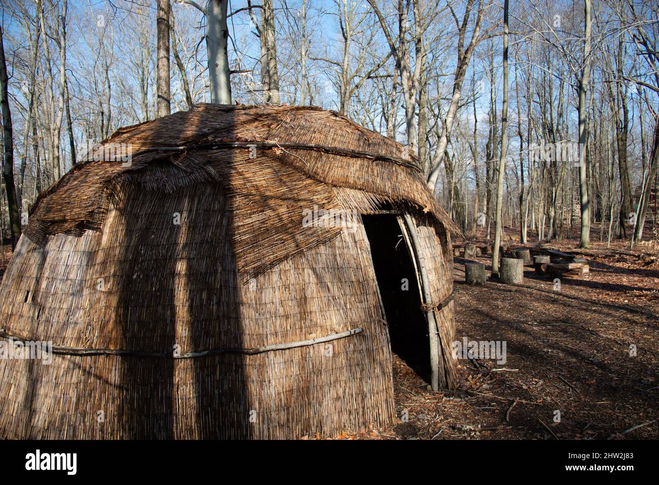 A wigwam is single-room Native American dwelling Stock Photo