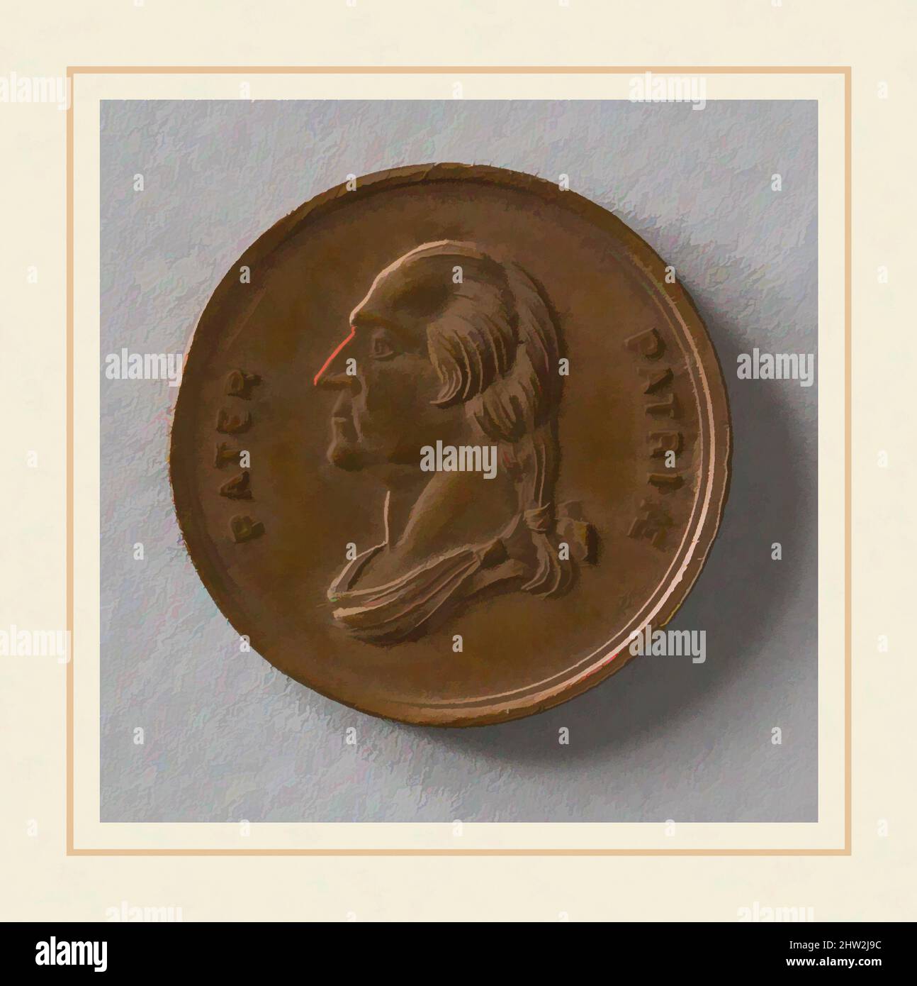 Art inspired by Medal, 1859, Probably gilt copper, Diam. 13/16 in. (2.1 cm), Metal, Classic works modernized by Artotop with a splash of modernity. Shapes, color and value, eye-catching visual impact on art. Emotions through freedom of artworks in a contemporary way. A timeless message pursuing a wildly creative new direction. Artists turning to the digital medium and creating the Artotop NFT Stock Photo