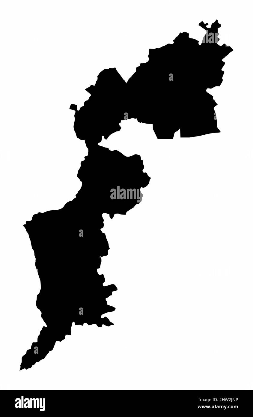 Burgenland state, silhouette map isolated on white background, Austria Stock Vector
