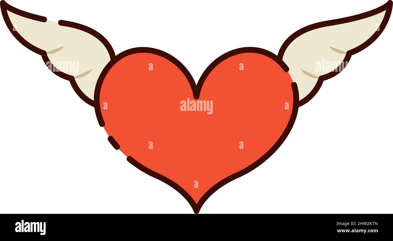 Isolated heart shape with wings flat design Vector illustration Stock ...