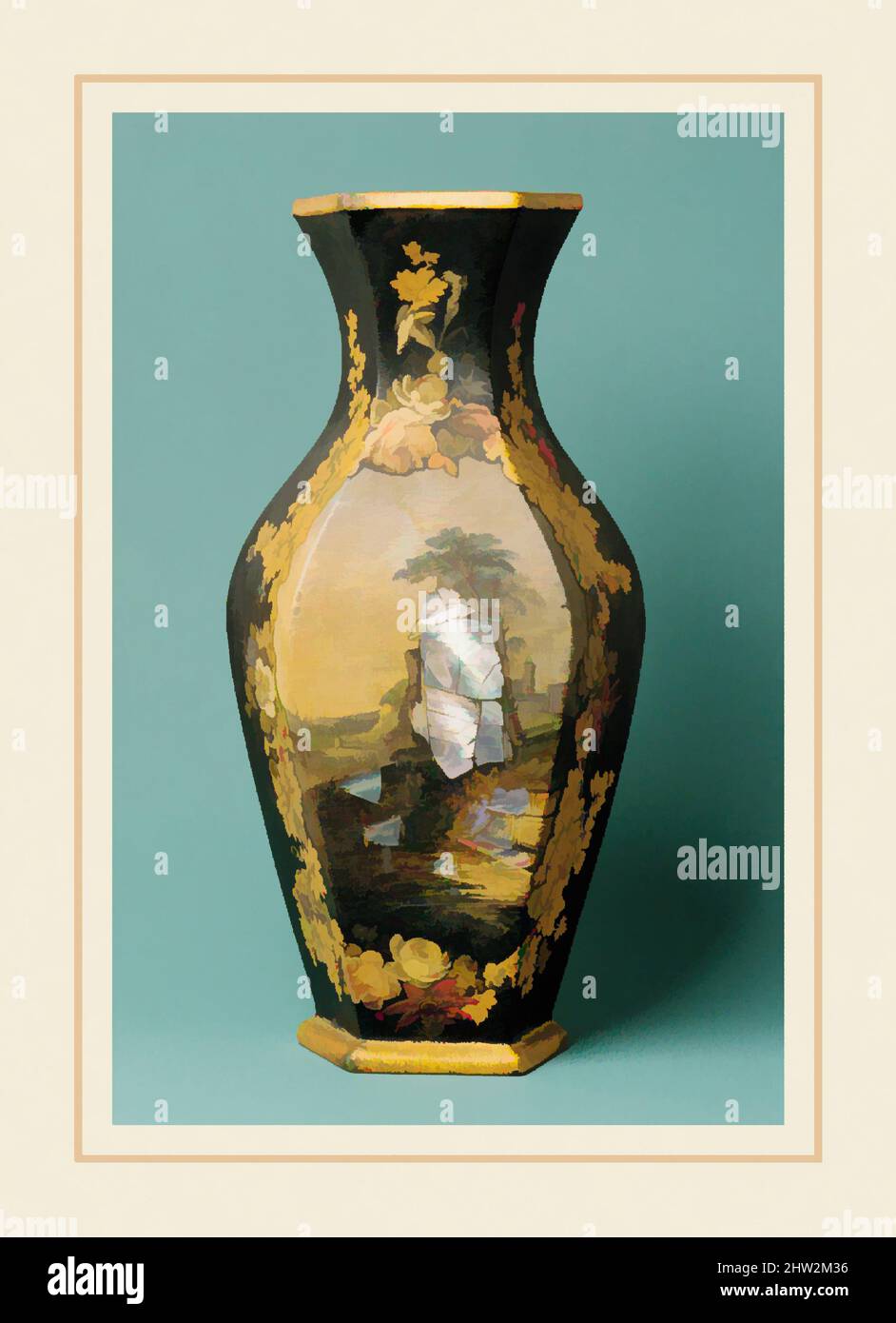Art inspired by Vase, 1851, Made in Kensington, Pennsylvania, United States, American, Earthenware, mother-of-pearl, H. 40 3/4 in. (103.5 cm), Ceramics, Ralph Bagnall Beech (active 1845–57, Classic works modernized by Artotop with a splash of modernity. Shapes, color and value, eye-catching visual impact on art. Emotions through freedom of artworks in a contemporary way. A timeless message pursuing a wildly creative new direction. Artists turning to the digital medium and creating the Artotop NFT Stock Photo