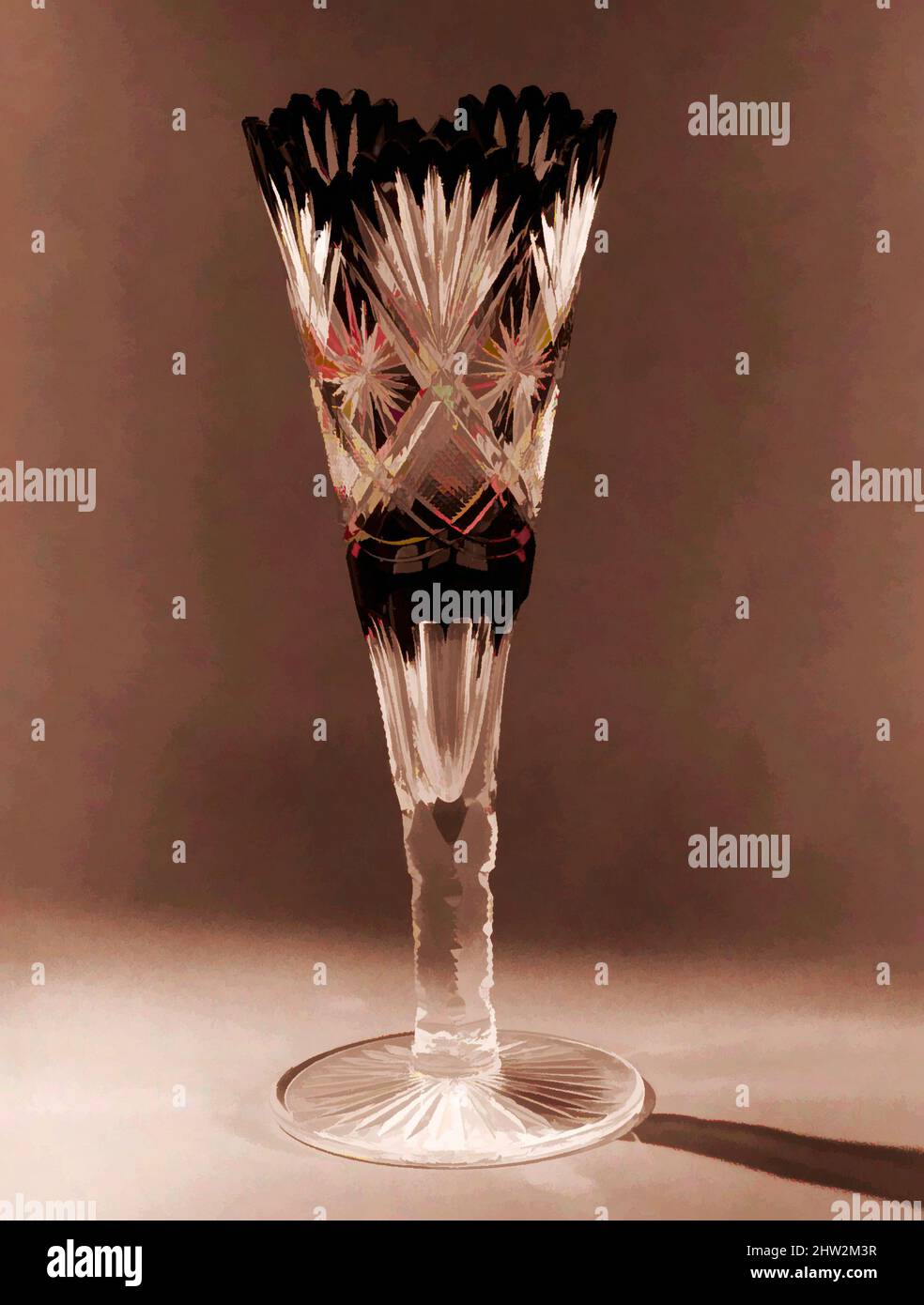 Art inspired by Vase, 1865–1921, Made in White Mills, Pennsylvania, United States, American, Cut blown glass, Glass, Dorflinger Glass Works (1865–1881, Classic works modernized by Artotop with a splash of modernity. Shapes, color and value, eye-catching visual impact on art. Emotions through freedom of artworks in a contemporary way. A timeless message pursuing a wildly creative new direction. Artists turning to the digital medium and creating the Artotop NFT Stock Photo