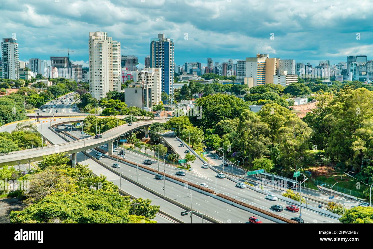 Aerial view of downtown Sao Paulo, Brazil with highrises Stock Photo ...