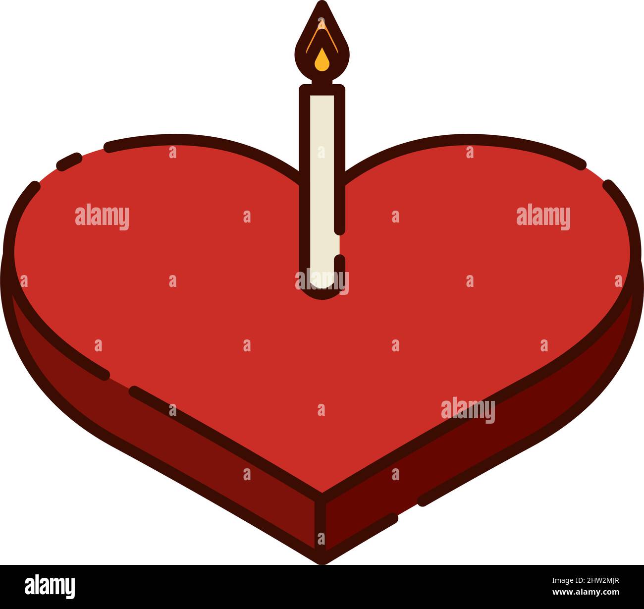 Isolated heart shape with candle flat design icon Vector illustration