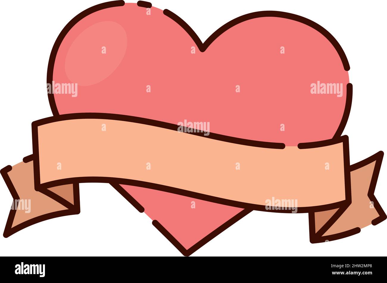 Isolated heart with a ribbon flat design icon Vector illustration Stock ...