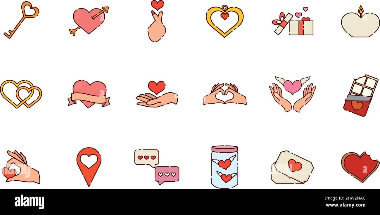 Set of different valentine day flat design icons Vector illustration ...