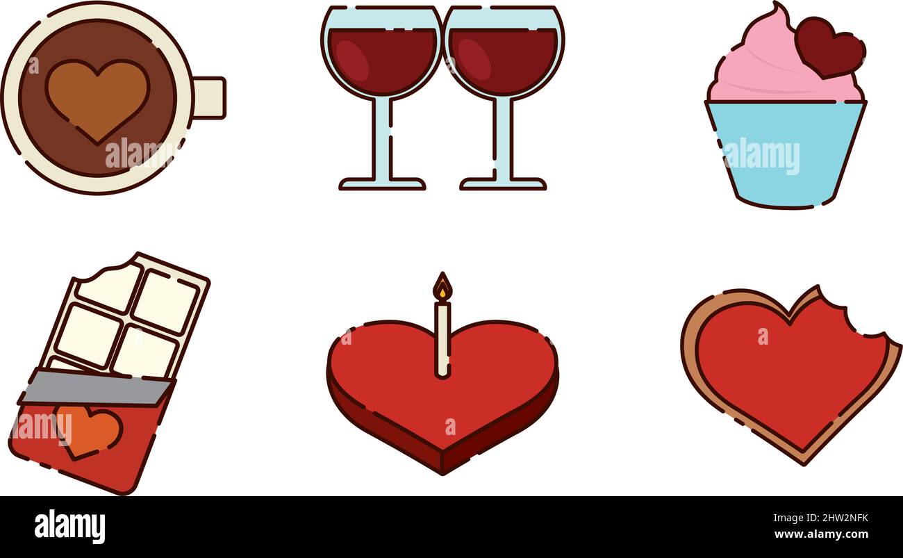 Set of different valentine day flat design icons Vector illustration ...