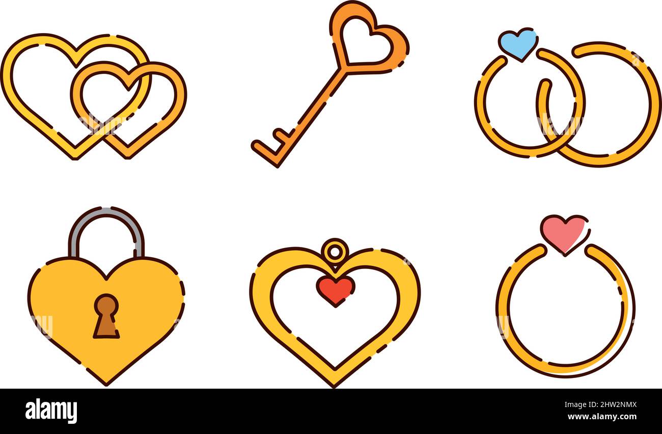 Set of different valentine day flat design icons Vector illustration ...