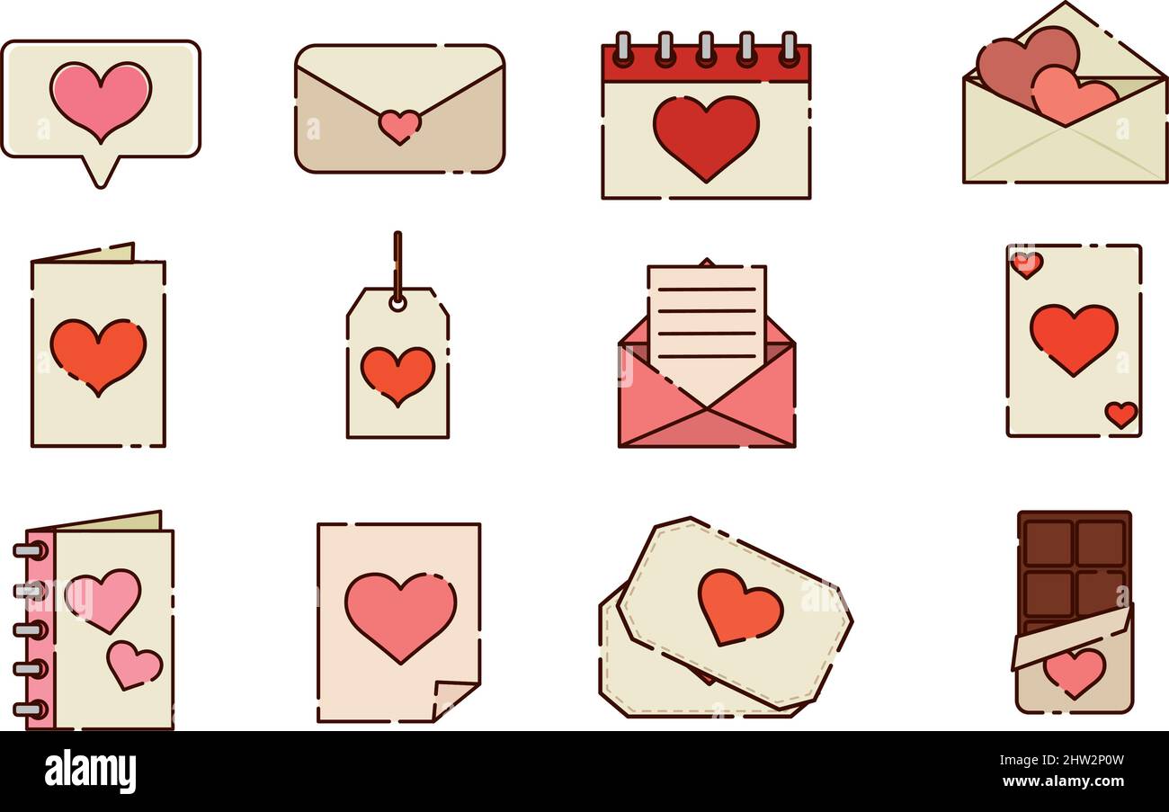 Set of different valentine day flat design icons Vector illustration ...