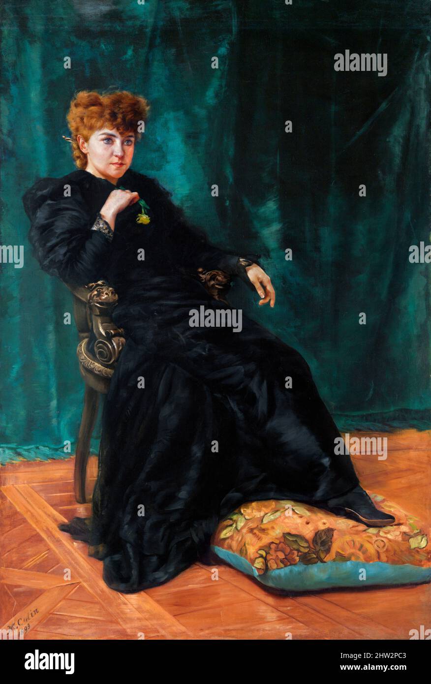 Mrs Fiske. Portrait of the American actress, Minnie Maddern Fiske (1865-1932) by Maximilien Colin, oil on canvas, 1893 Stock Photo