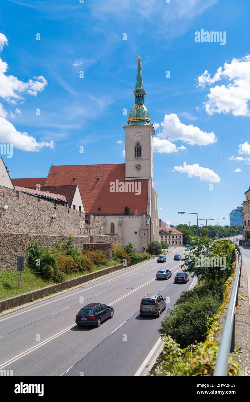 The St Martin's Cathedral is a church in Bratislava, Slovakia, and the cathedral of the Catholic Archdiocese of Bratislava. Stock Photo
