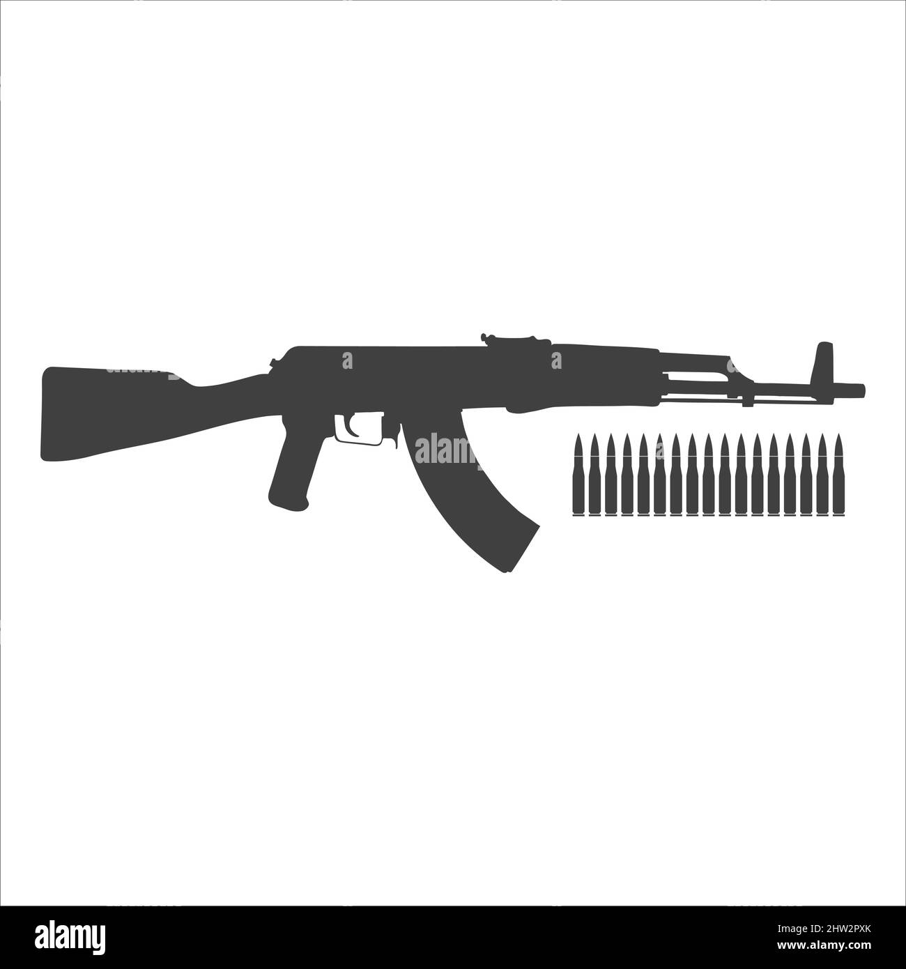 AK47 icon. Kalashnikov machine gun black silhouette. Vector ...