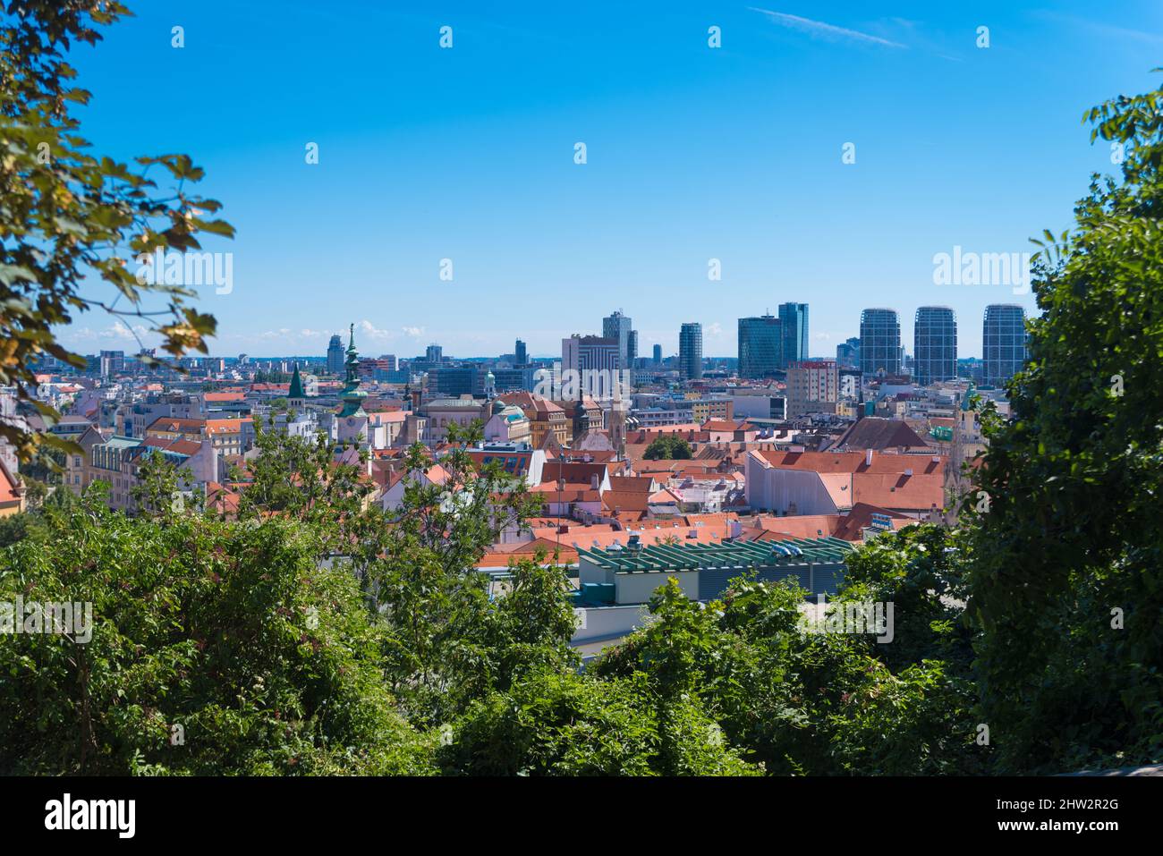 high point view over the old city center of Bratislava, Slovakia Stock Photo