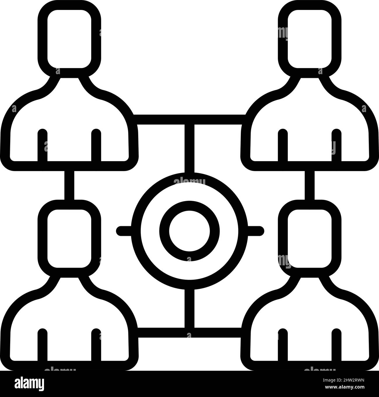 Team workflow icon outline vector. Work process. Business gear Stock ...