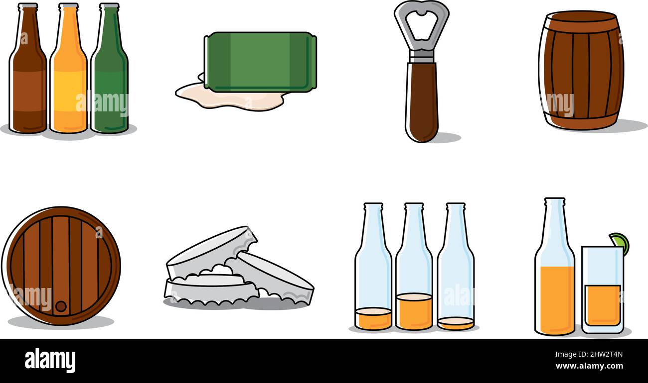 Set of different beer related icons Vector illustration Stock Vector ...