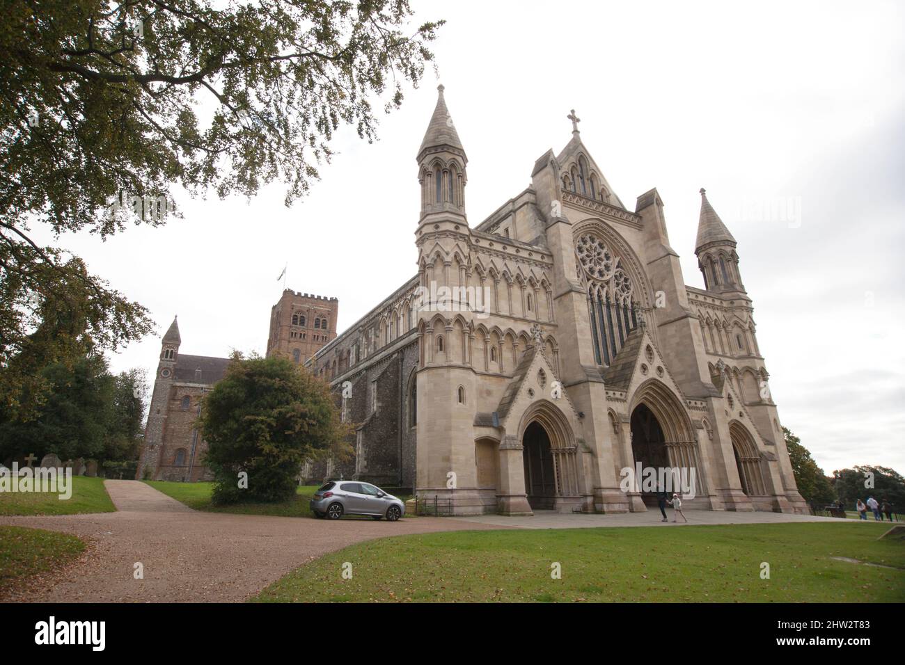 The Cathedral and Abbey Church of St Alban, St Albans, Hertfordshire in the UK Stock Photo