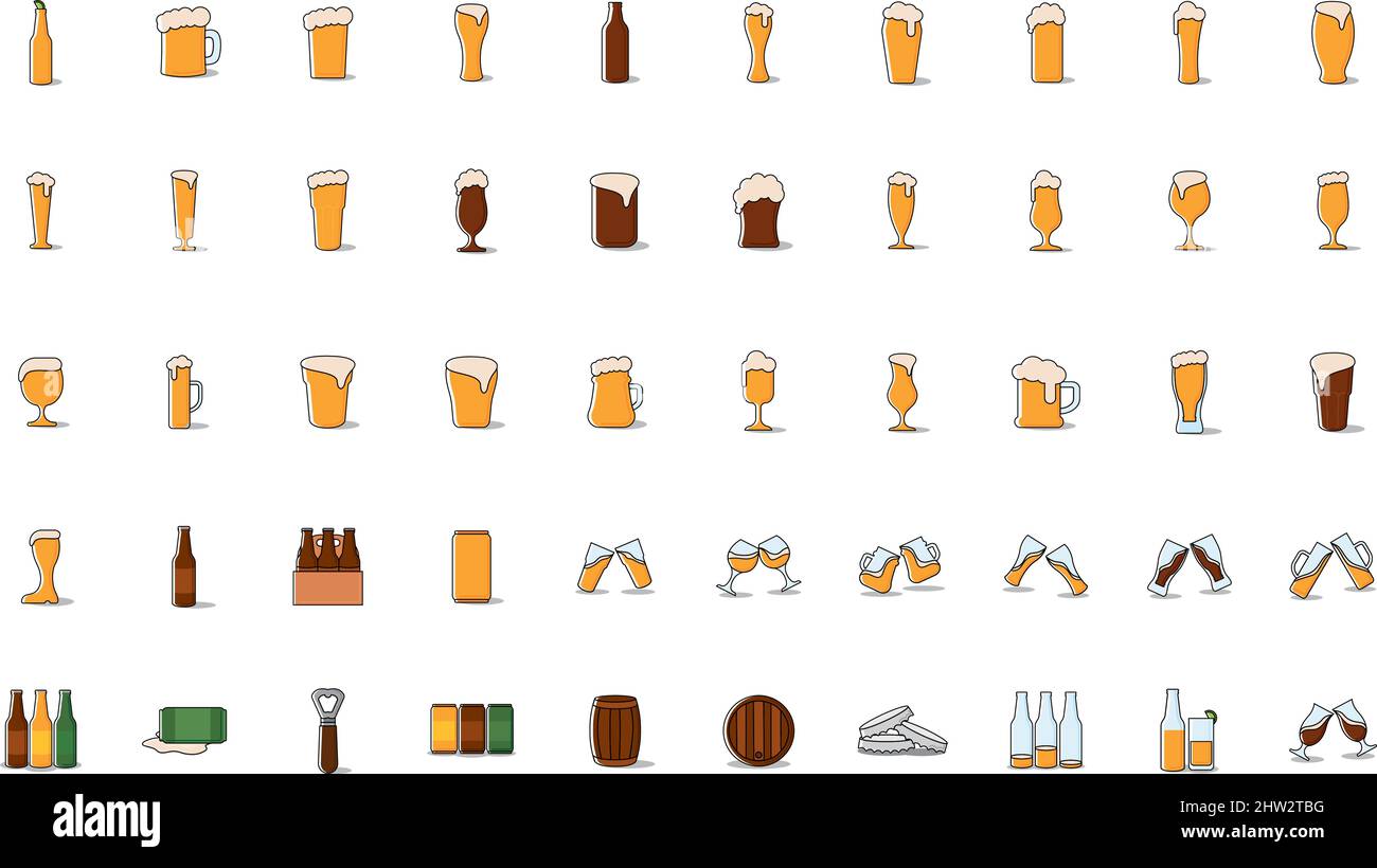 Set of different beer related icons Vector illustration Stock Vector ...