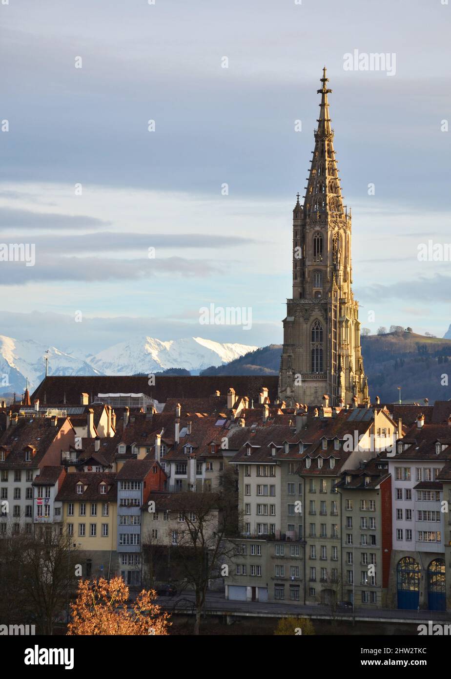 View of Bern city from the Aare river Stock Photo
