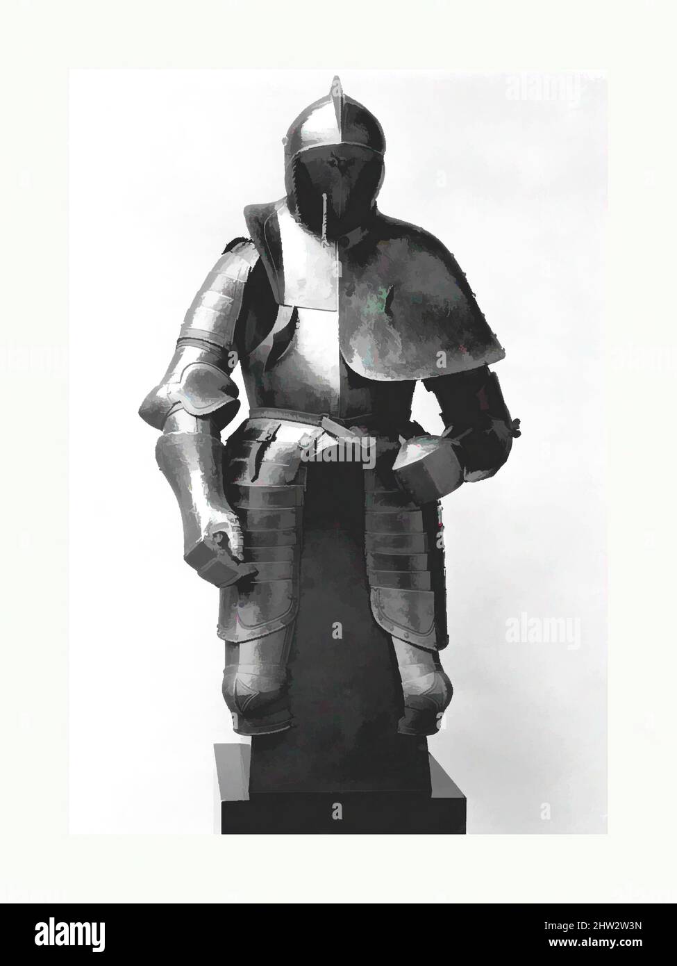 Art inspired by Jousting Armor (Rennzeug), ca. 1580–90, probably Dresden or Annaberg, German, probably Dresden or Annaberg, Steel, leather, paint, Wt. 65 lb. 2 oz. (29.6 kg), Armor for Man-3/4 Armor, This armor was intended for use in the Scharfrennen, a joust fought in an open field, Classic works modernized by Artotop with a splash of modernity. Shapes, color and value, eye-catching visual impact on art. Emotions through freedom of artworks in a contemporary way. A timeless message pursuing a wildly creative new direction. Artists turning to the digital medium and creating the Artotop NFT Stock Photo