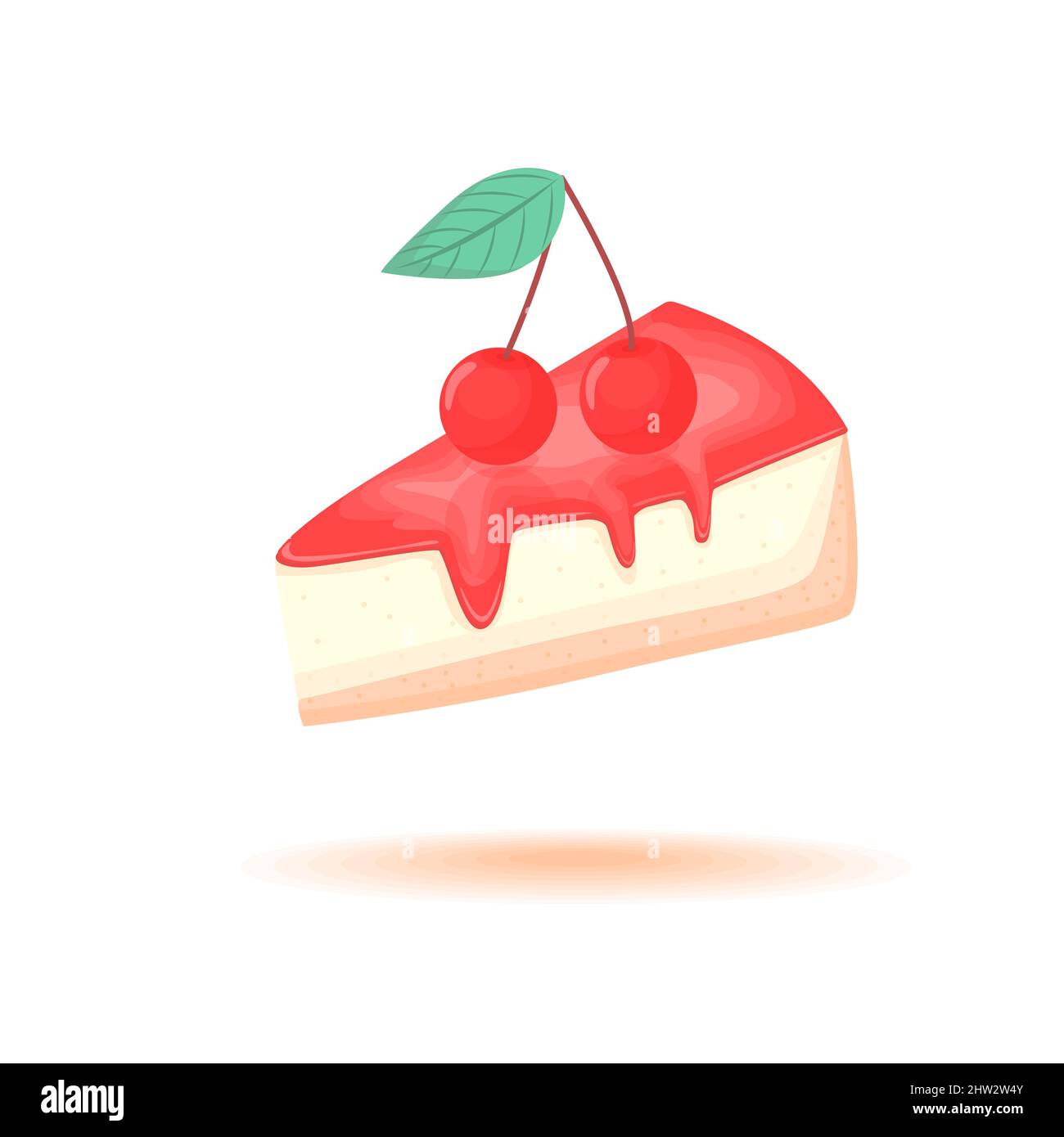 Cheesecake with Cherry, Vector Illustration isolated on white ...