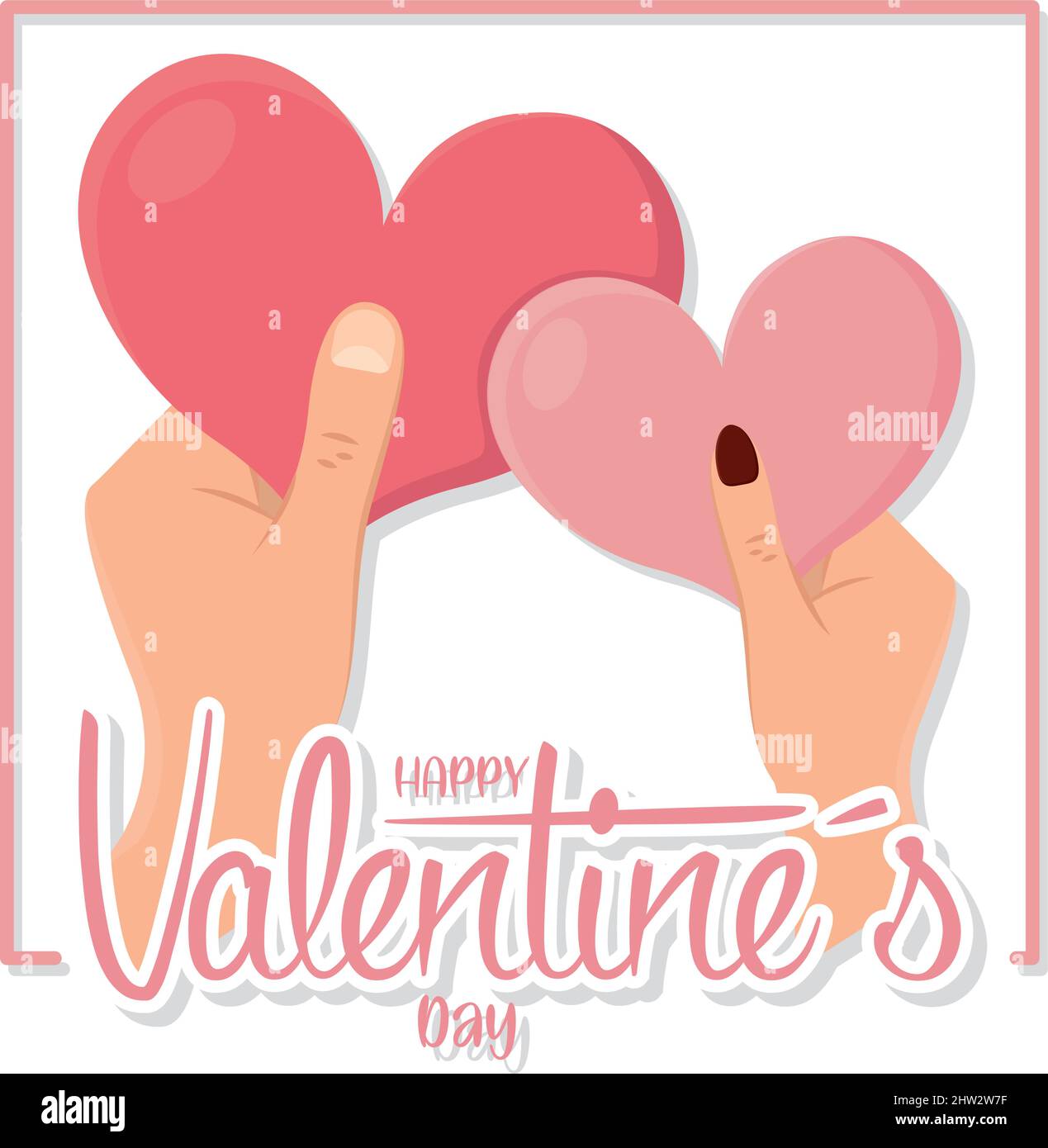 Valentine day template pair of hands holding heart shapes Vector ...