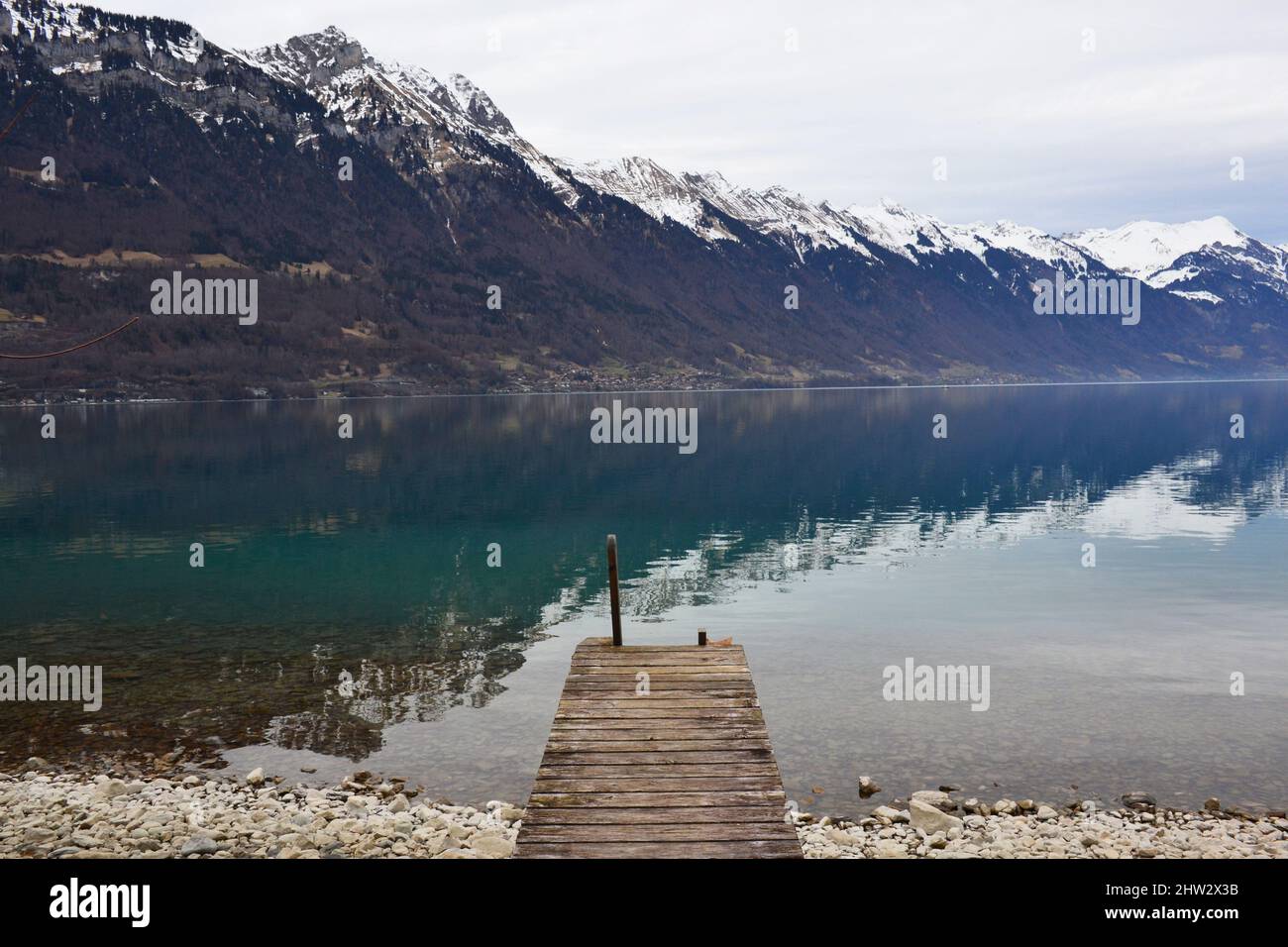 Pier on the lake Brienz in Switzerland Stock Photo