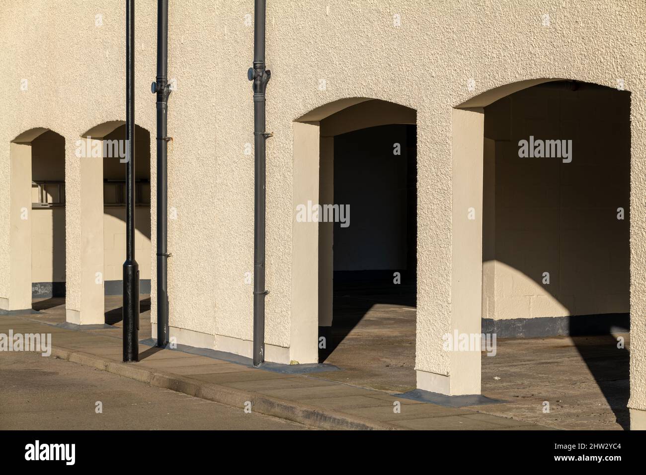 1 March 2022. Lossiemouth, Moray, Scotland. This is a scene from the main tourist route within the seaside town of Lossiemouth on a bright sunny day. Stock Photo