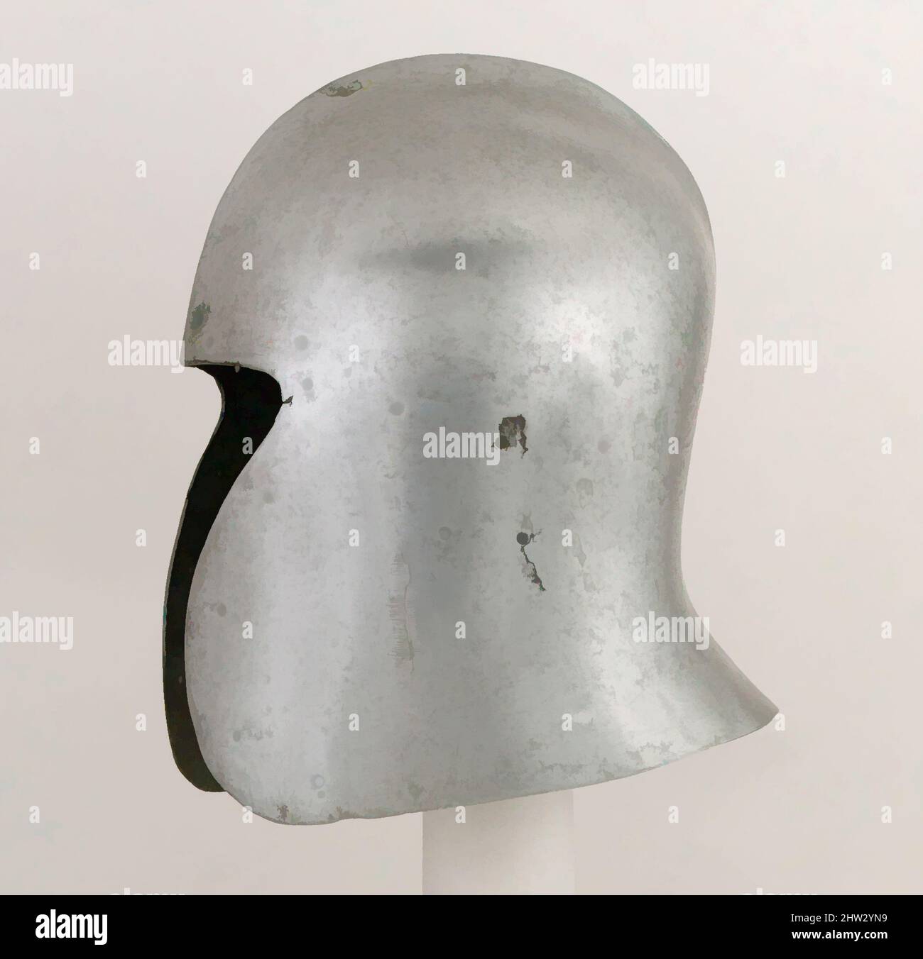 Art inspired by Sallet, ca. 1470–80, Milan, Italian, Milan, Steel, H. 12 1/2 in. (31.8 cm); W. 7 1/2 in. (19.1 cm); D. 10 1/4 in. (26 cm); Wt. 5 lb. 14 oz. (2658 g), Helmets, Classic works modernized by Artotop with a splash of modernity. Shapes, color and value, eye-catching visual impact on art. Emotions through freedom of artworks in a contemporary way. A timeless message pursuing a wildly creative new direction. Artists turning to the digital medium and creating the Artotop NFT Stock Photo