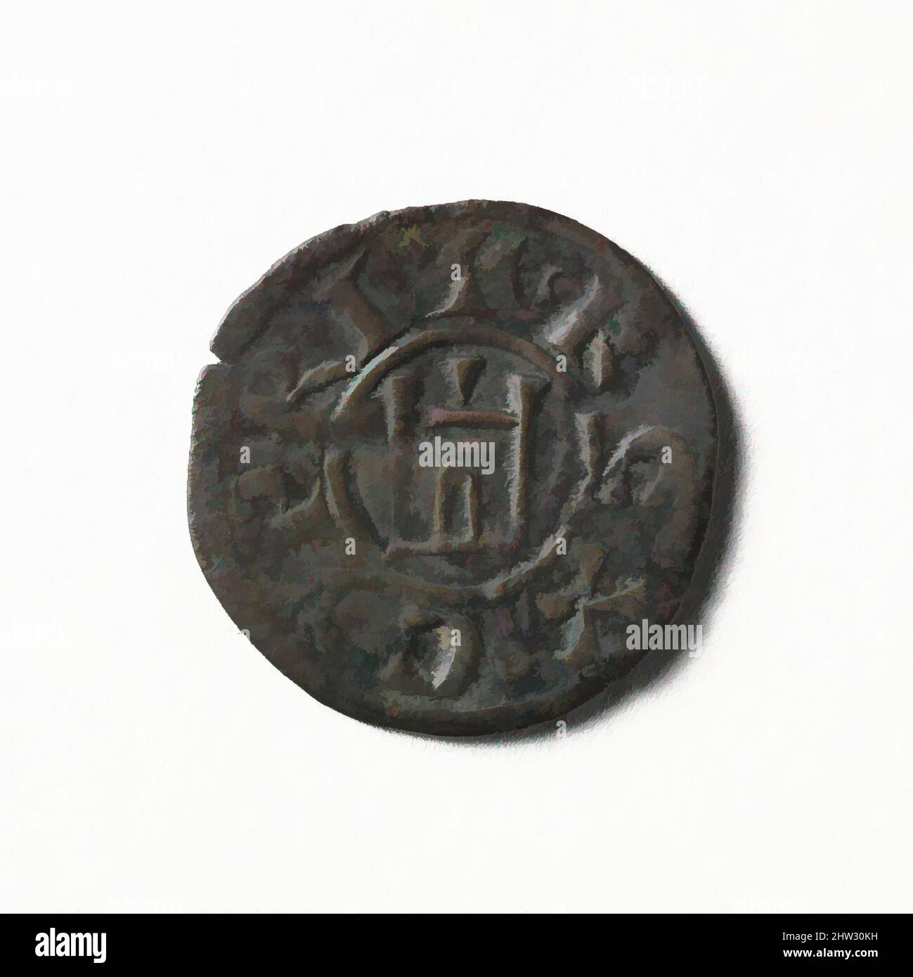Art inspired by Coin (Denier) of Henry I of Cyprus (1218–1253), 1218–1253, near Acre, Cypriote, Silver, Diam. 3/4 in. (1.9 cm), Miscellaneous, Classic works modernized by Artotop with a splash of modernity. Shapes, color and value, eye-catching visual impact on art. Emotions through freedom of artworks in a contemporary way. A timeless message pursuing a wildly creative new direction. Artists turning to the digital medium and creating the Artotop NFT Stock Photo