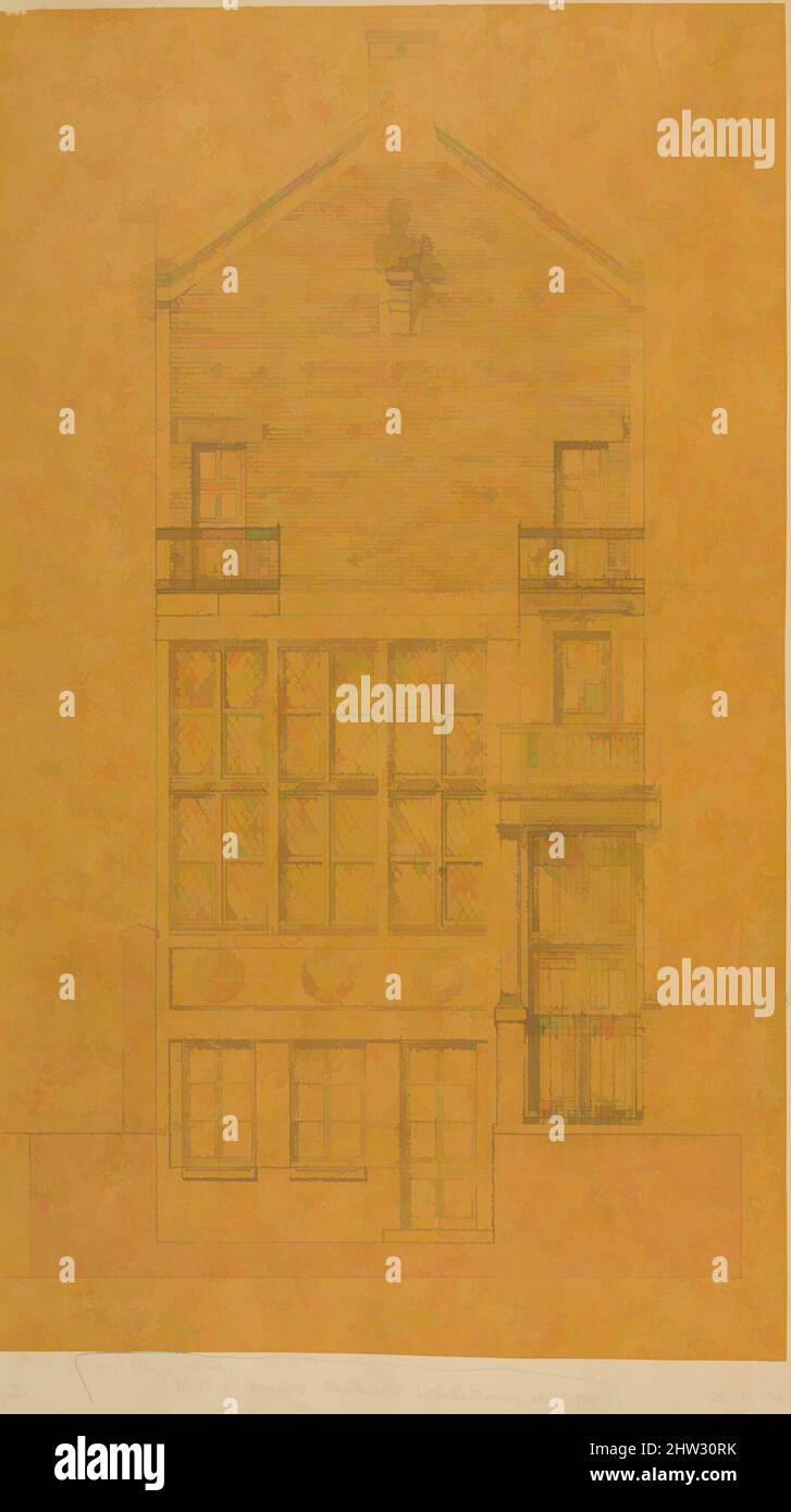 Art inspired by Architectural Drawing of the Exterior of the Comte de Nieuwerkerke's House, ca. 1870, Paris, French, Paris, Pen on paper, 16 1/8 x 9 3/8 in. (40.9 x 23.8 cm), Works on Paper-Drawings, Studio of Hector-Martin Lefuel (French, Versailles 1810–1880 Paris, Classic works modernized by Artotop with a splash of modernity. Shapes, color and value, eye-catching visual impact on art. Emotions through freedom of artworks in a contemporary way. A timeless message pursuing a wildly creative new direction. Artists turning to the digital medium and creating the Artotop NFT Stock Photo