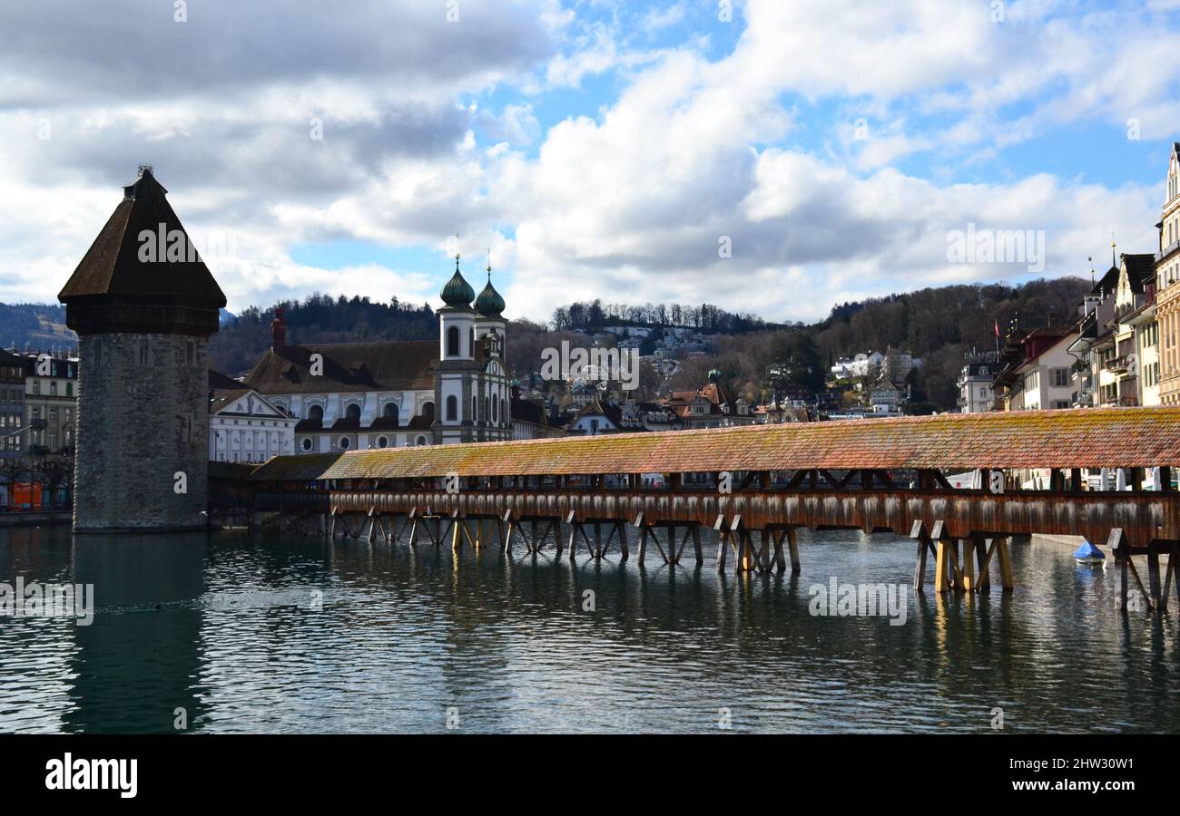 Chapel bridge in Lucerne, Switzerland Stock Photo