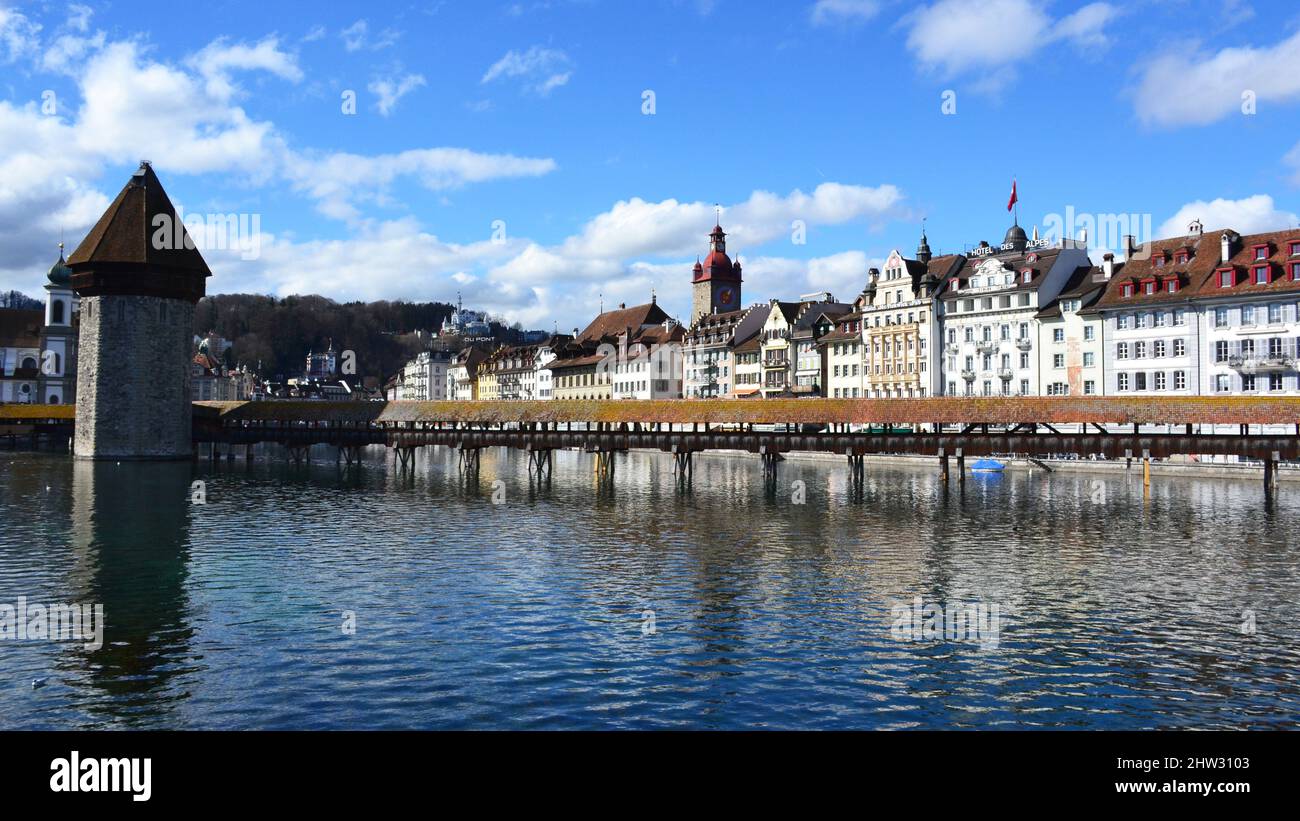 Chapel bridge in Lucerne, Switzerland Stock Photo