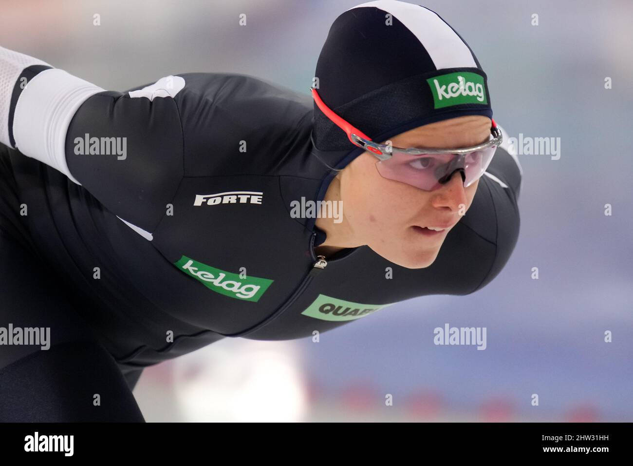 HAMAR, NORWAY - MARCH 3: Vanessa Herzog of Austria competing in the Women's 1000m during the ISU World Speed Skating Championships Sprint at the Vikingskipet on March 3, 2022 in Hamar, Norway (Photo by Douwe Bijlsma/Orange Pictures) Stock Photo