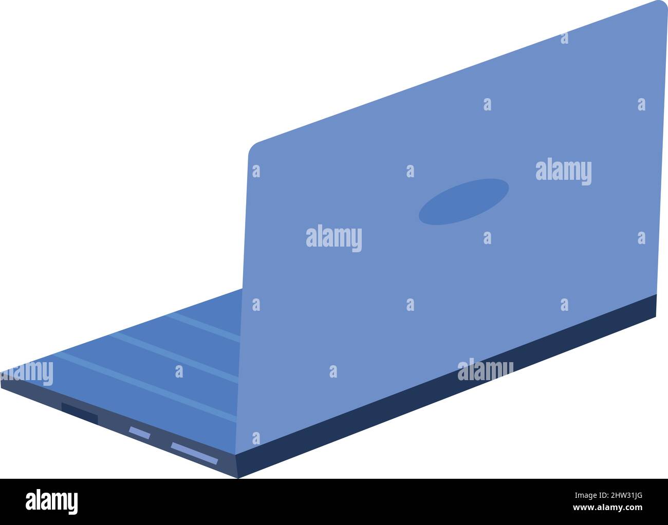 Laptop icon. Blue mobile computer. Open notebook isolated on white ...