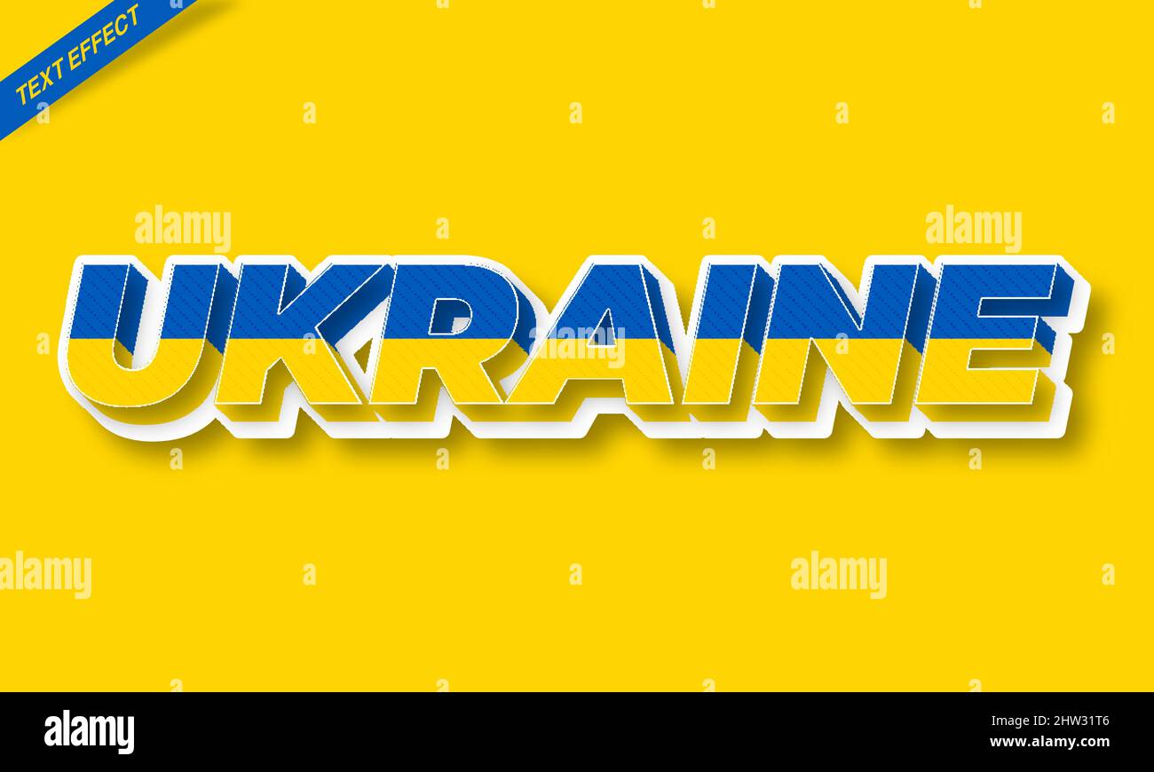 ukraine flag text effect design Stock Vector