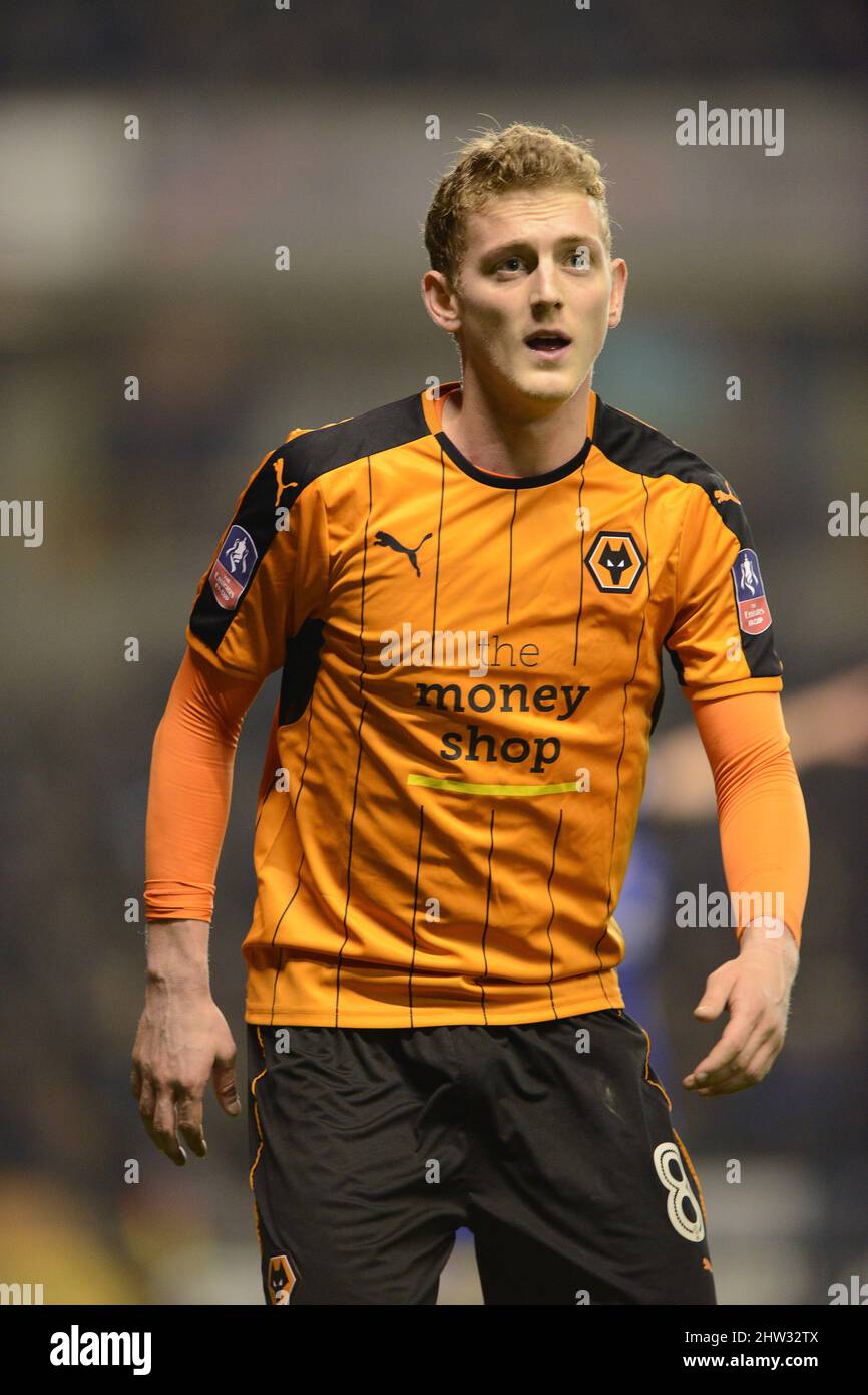 George Saville of Wolverhampton Wanderers . Wolverhampton Wanderers v Chelsea at Molineux 18/02/2017 - Emirates FA Cup 5th round Stock Photo