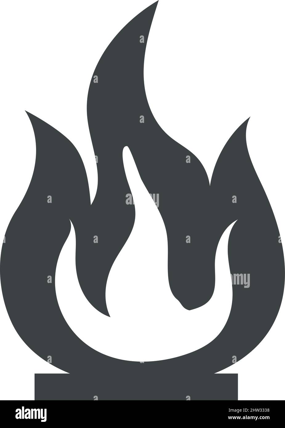 Fire icon. Black line flame. Flammable symbol isolated on white ...