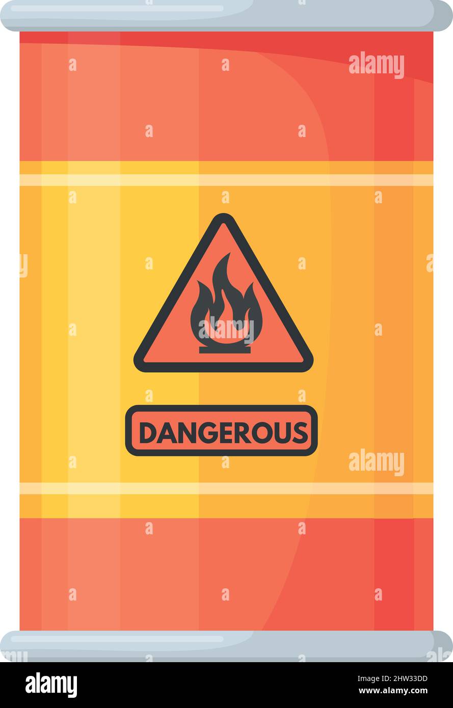Dangerous flammable liquid in metal drum barrel container isolated on