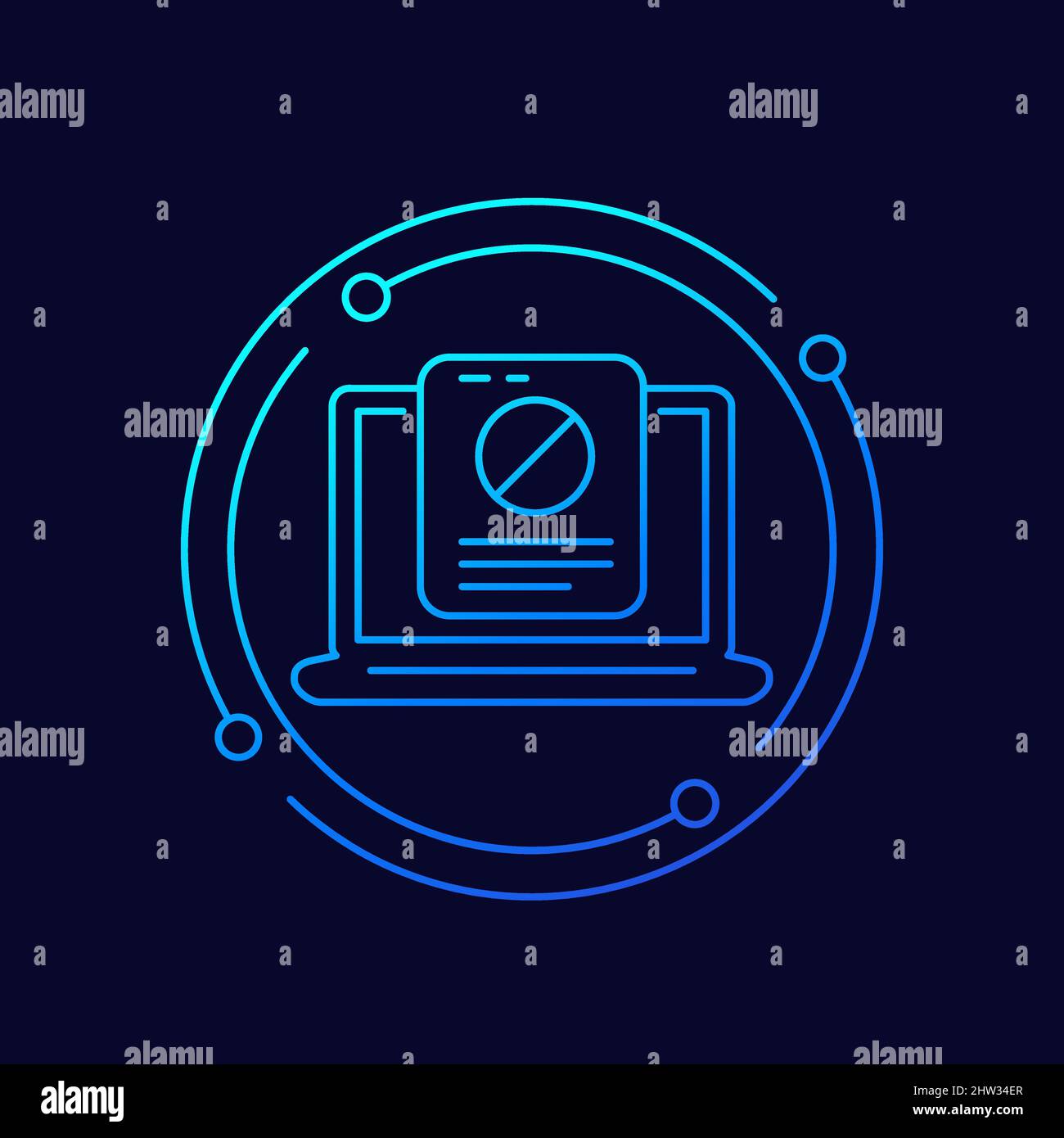 blocked web page line vector icon Stock Vector