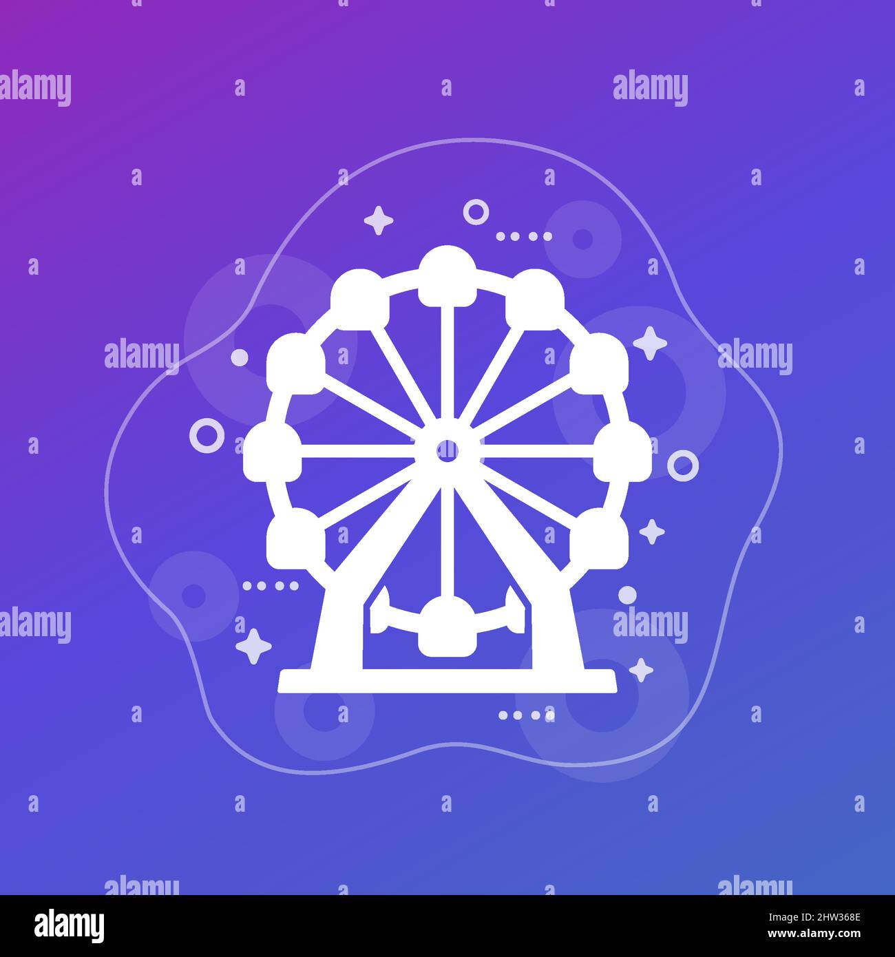 Ferris wheel, amusement park icon Stock Vector
