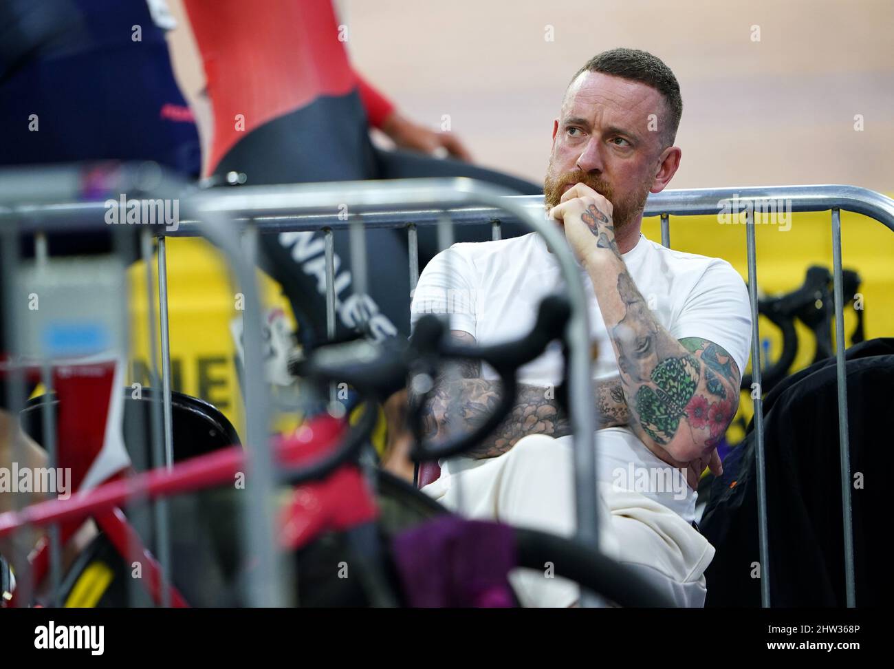 Sir Bradley Wiggins during day one of the HSBC UK National Track Championships at the Geraint Thomas National Velodrome, Newport. Stock Photo