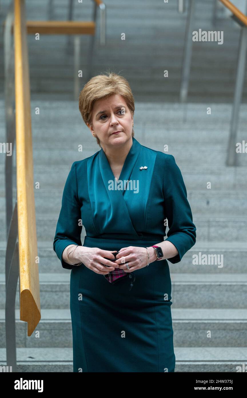 First Minister of Scotland Nicola Sturgeon at the Scottish Parliament Stock Photo