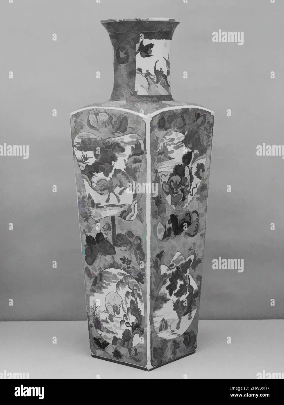 Art inspired by Vase with Animals and Mythical Creatures, Qing dynasty (1644–1911), Kangxi period (1662–1722), early 18th century, China, Porcelain painted with colored enamels over transparent glaze (Jingdezhen ware), H. 18 3/4 in. (47.6 cm), Ceramics, Porcelains painted with enamels, Classic works modernized by Artotop with a splash of modernity. Shapes, color and value, eye-catching visual impact on art. Emotions through freedom of artworks in a contemporary way. A timeless message pursuing a wildly creative new direction. Artists turning to the digital medium and creating the Artotop NFT Stock Photo