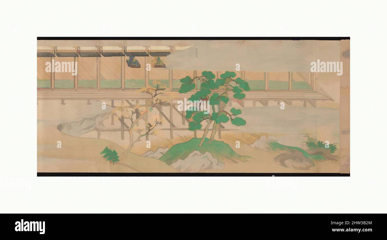 Art inspired by 神於寺縁起絵巻断簡, Scene from The Illustrated Legends of Jin’ōji Temple (Jin’ōji engi emaki), Nanbokuchō period (1336–92), 14th century, Japan, Section of a handscroll; ink and color on paper, 13 1/2 x 114 1/2 in. (34.3 x 290.8 cm), Paintings, Jin’ōji is a small temple located, Classic works modernized by Artotop with a splash of modernity. Shapes, color and value, eye-catching visual impact on art. Emotions through freedom of artworks in a contemporary way. A timeless message pursuing a wildly creative new direction. Artists turning to the digital medium and creating the Artotop NFT Stock Photo